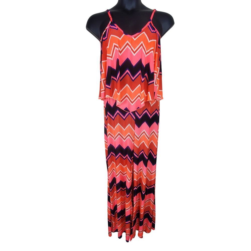 RUE 21  Flowy Chevron Print Tiered Jumpsuit